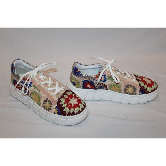 NIB Free People Catch Me If You Can Crochet Patchwork Sneakers Multi EU 40 - Picture 2 of 7
